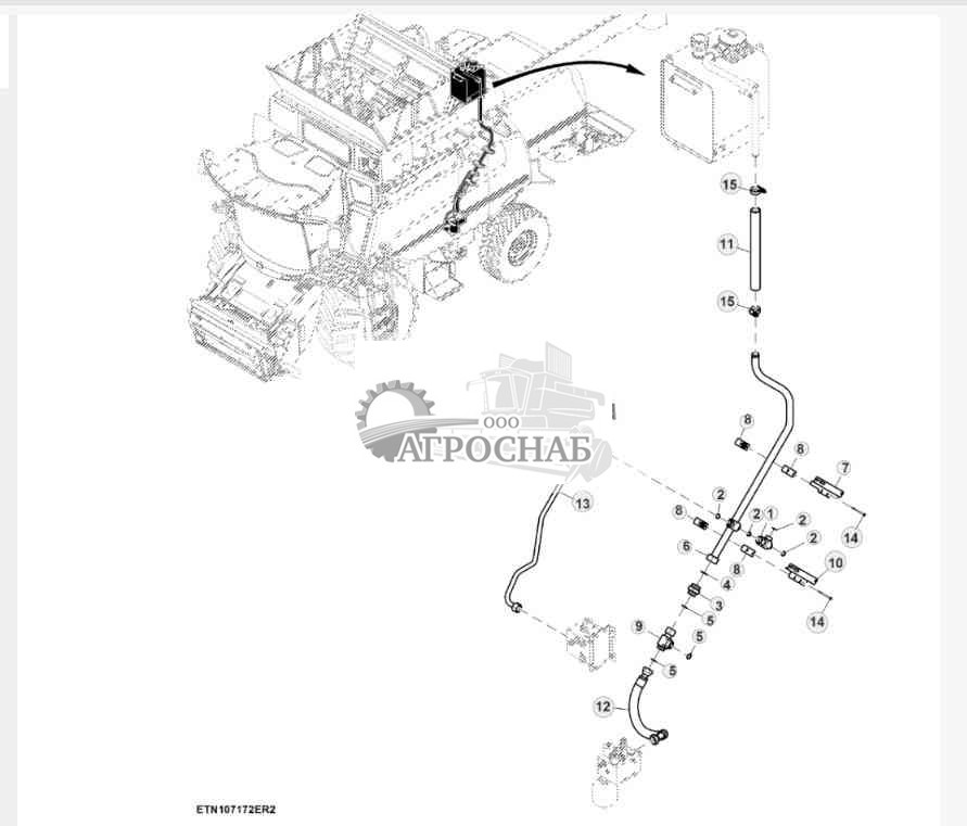 Гидравлические возвратные трубопроводы, 4WD, с соломоразбрасывателем, HillMaster™ 
